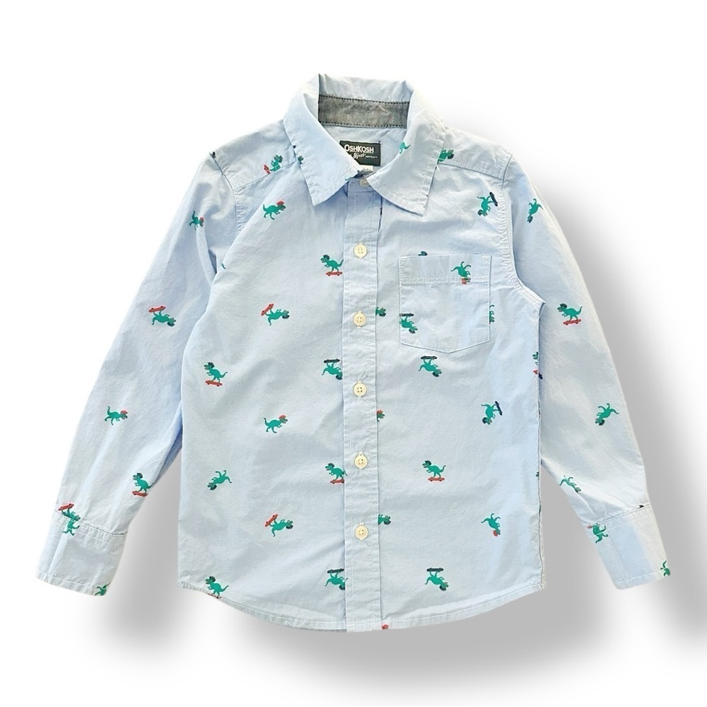 OshKosh B’gosh | Skateboarding Dinosaur Boys Button Down Shirt (5T)